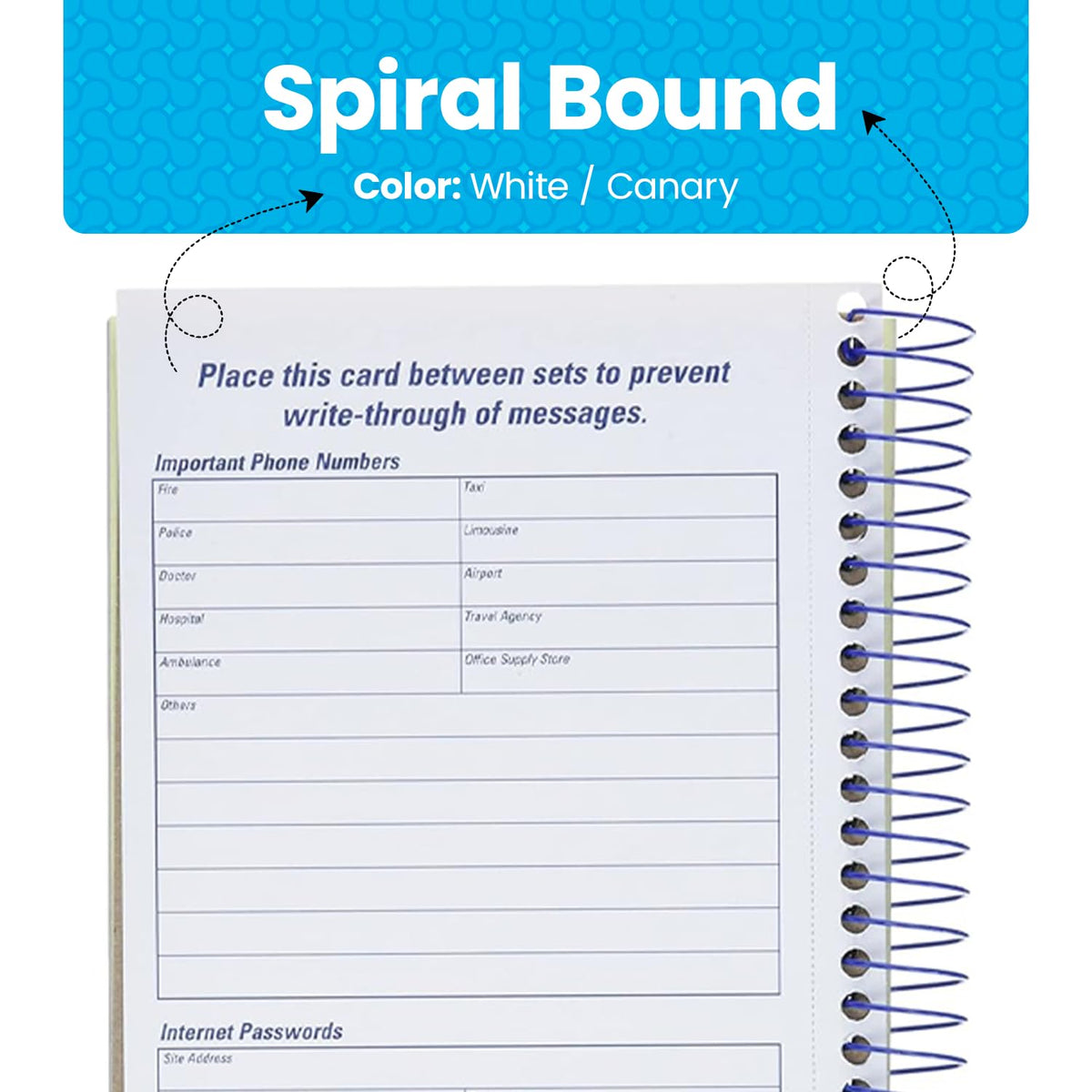 Adams Phone Message Book, 5.25 x 11 Inch, Spiral Bound, 2-Part, Carbonless, 4 Messages per Page, 400 Sets, 2-Pack, White and Canary (S1154-2D)