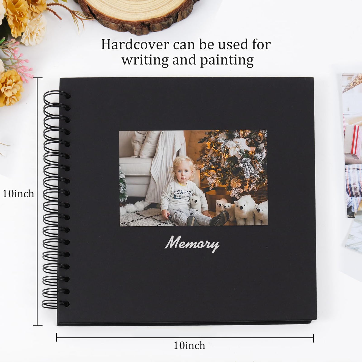 RECUTMS 12 x 12 Inch Large Scrapbook Album Kraft Blank Page DIY Scrapbook Photo Album, 60 Pages Memory Book for Wedding Anniversary Family Small Scrapbook Photo Album (Black)