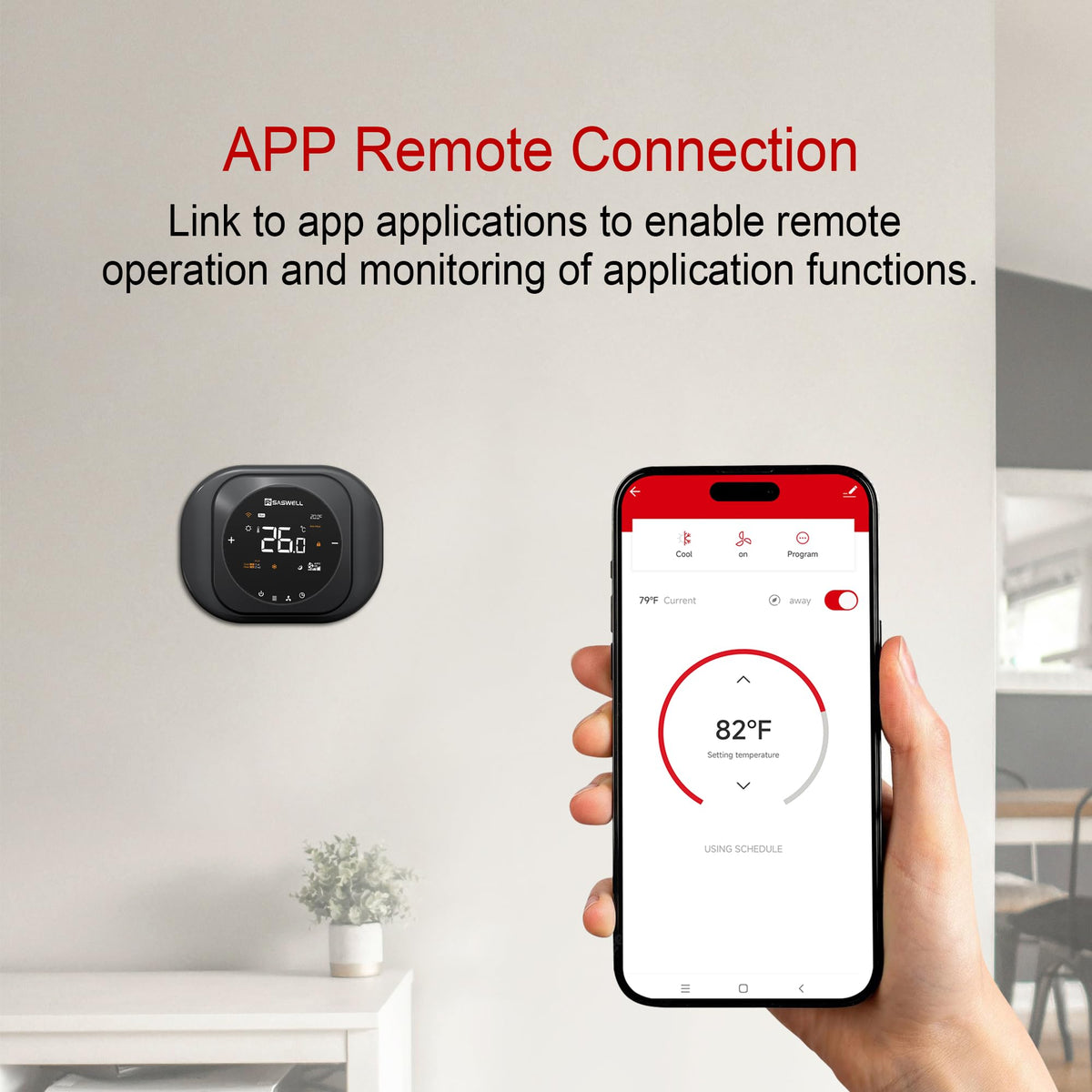 SASWELL Smart WiFi Thermostat for Home, Programmable Thermostat with C-Wire Adapter, 3H/2C for Heat Pump & Conventional Systems, Tuya App Control, Compatible with Alexa & Google Assistant
