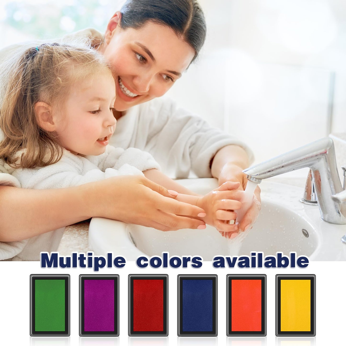 Outus 6 Pieces Small Reusable Ink Pad for Baby Footprint Handprint Paw Print, Non-toxic Ink Pad, Feet and Hands Stamp for Boys and Girls Christmas New Year, 6 Colors(Bright Color)
