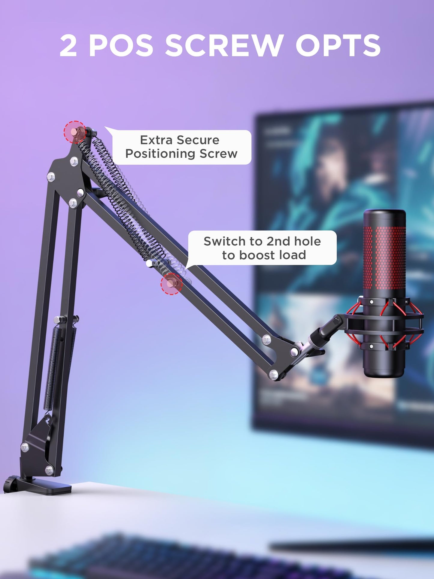 InnoGear Boom Arm Microphone Mic Stand for Blue Yeti HyperX QuadCast SoloCast Snowball Fifine Shure SM7B and Other Mic, Black