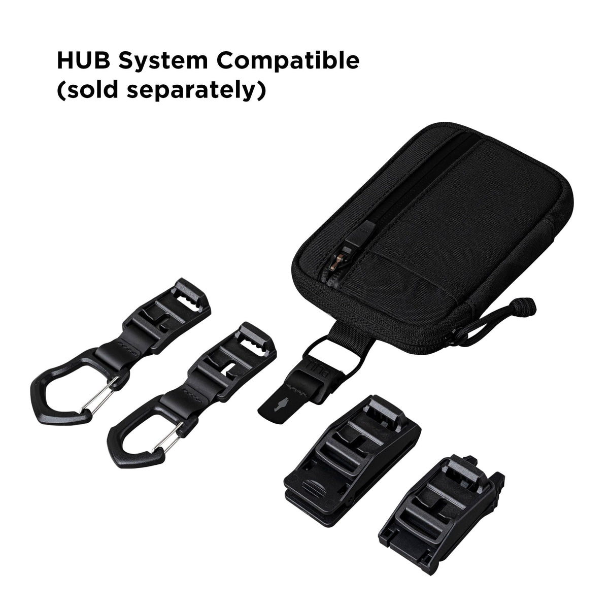 ALPAKA HUB Pouch Pro EDC Organizer - Small Tool Pouch for Electronics, Cables with YKK Zipper, Daily Use and Travel - Black Axogrid 300D Weatherproof UV Resistant Fabric