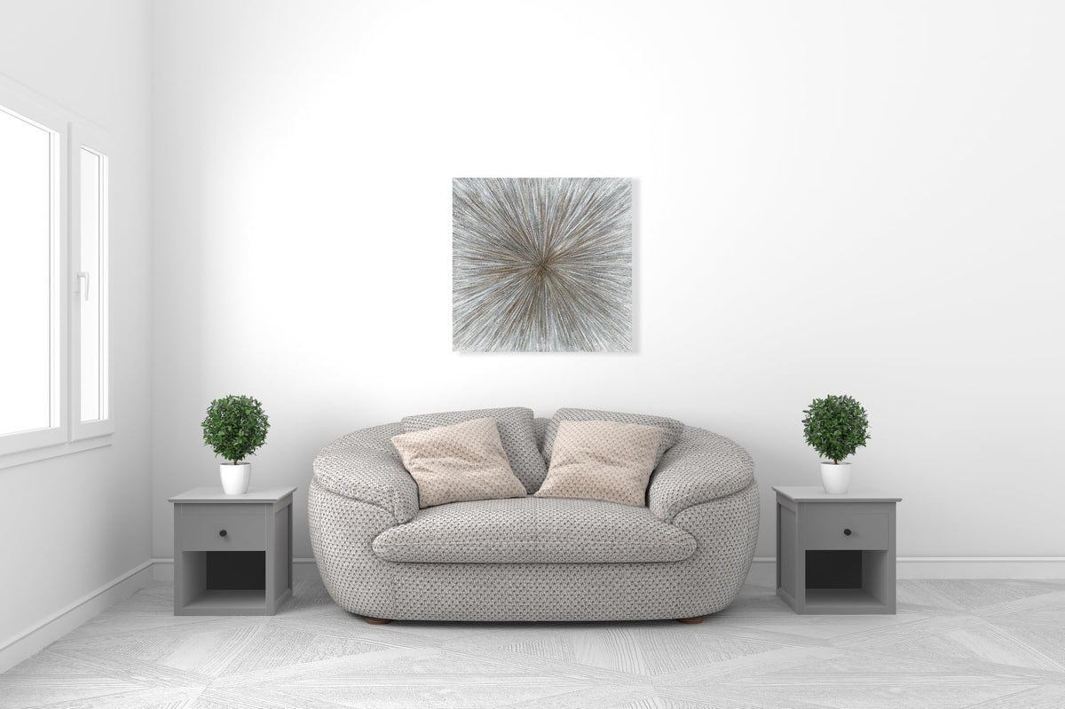 Yihui Arts Abstract Sunshine Wall Art - Hand-Painted Square Painting for Office, Hallway, Fireplace Decor with Stunning Artwork and Pictures