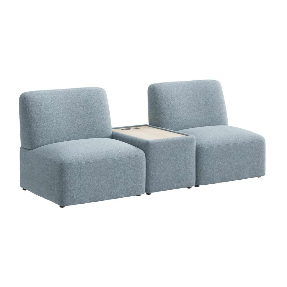 Bush Business Furniture Modular 2 Seater Sectional with Charging Station, Guest Seating for Lobby or Reception Area, Assemble Collection, Mist Fabric