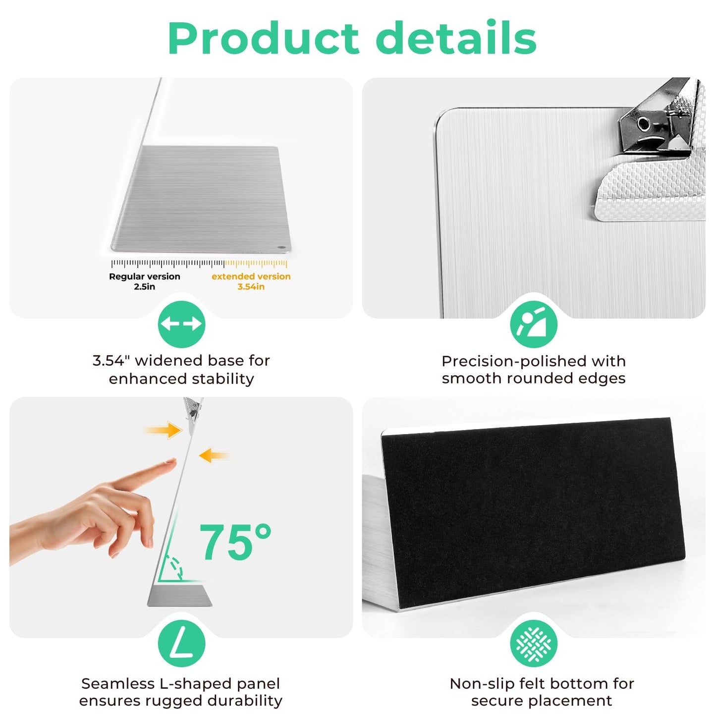 2pack 8.5"x11" Metal Clipboard Sign Holder, Stainless Steel Heavy Duty Menu Stand for Office Store Restaurant Hotels