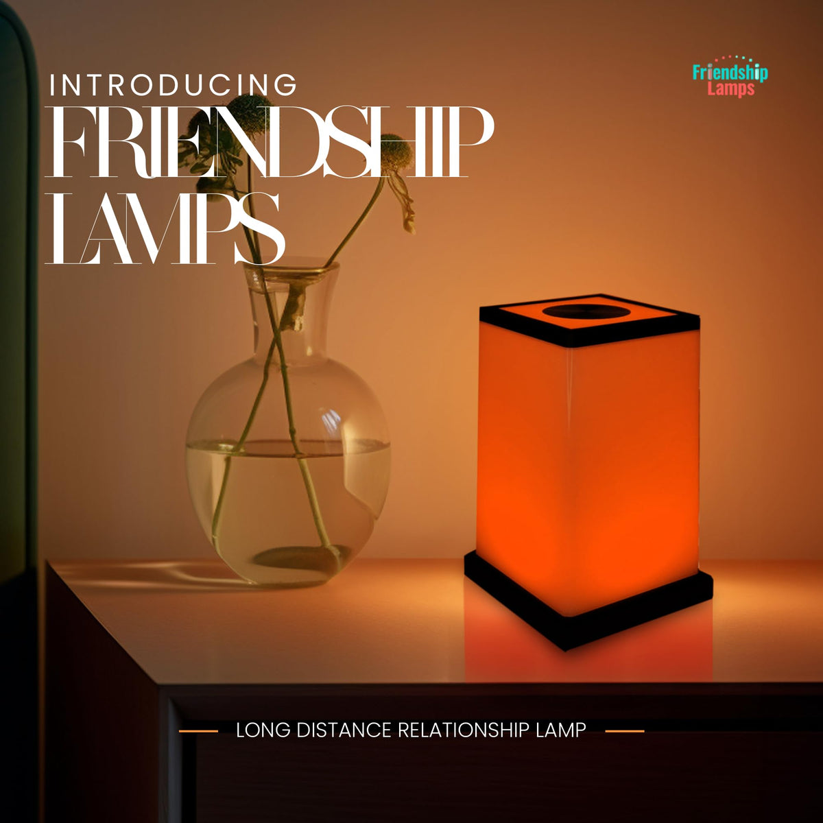 Friendship Lamp® by Filimin Modern - Best Friend Lamps Wi-Fi Touch Lamp LED Light for Long-Distance, Connection, Relationship, Friendship, Gifts, Love, 200+ Colors, App Setup - Set of 2