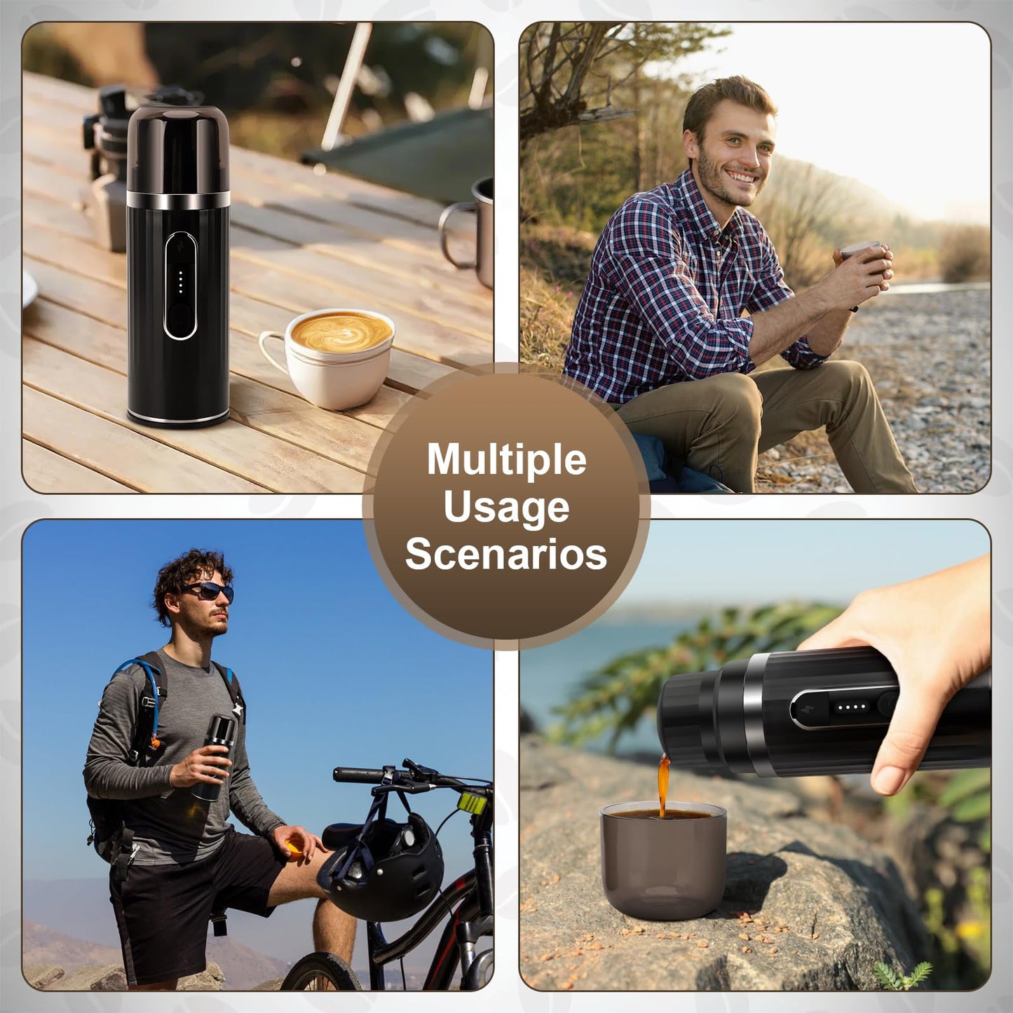 ZEMBSOYA Portable Espresso Machine, Travel Espresso Maker, Car Coffee Maker Self-Heating with USB-C, Compatible with Ground Coffee & Capsules (NS＆DG) for RV, Hiking, Camping, Office