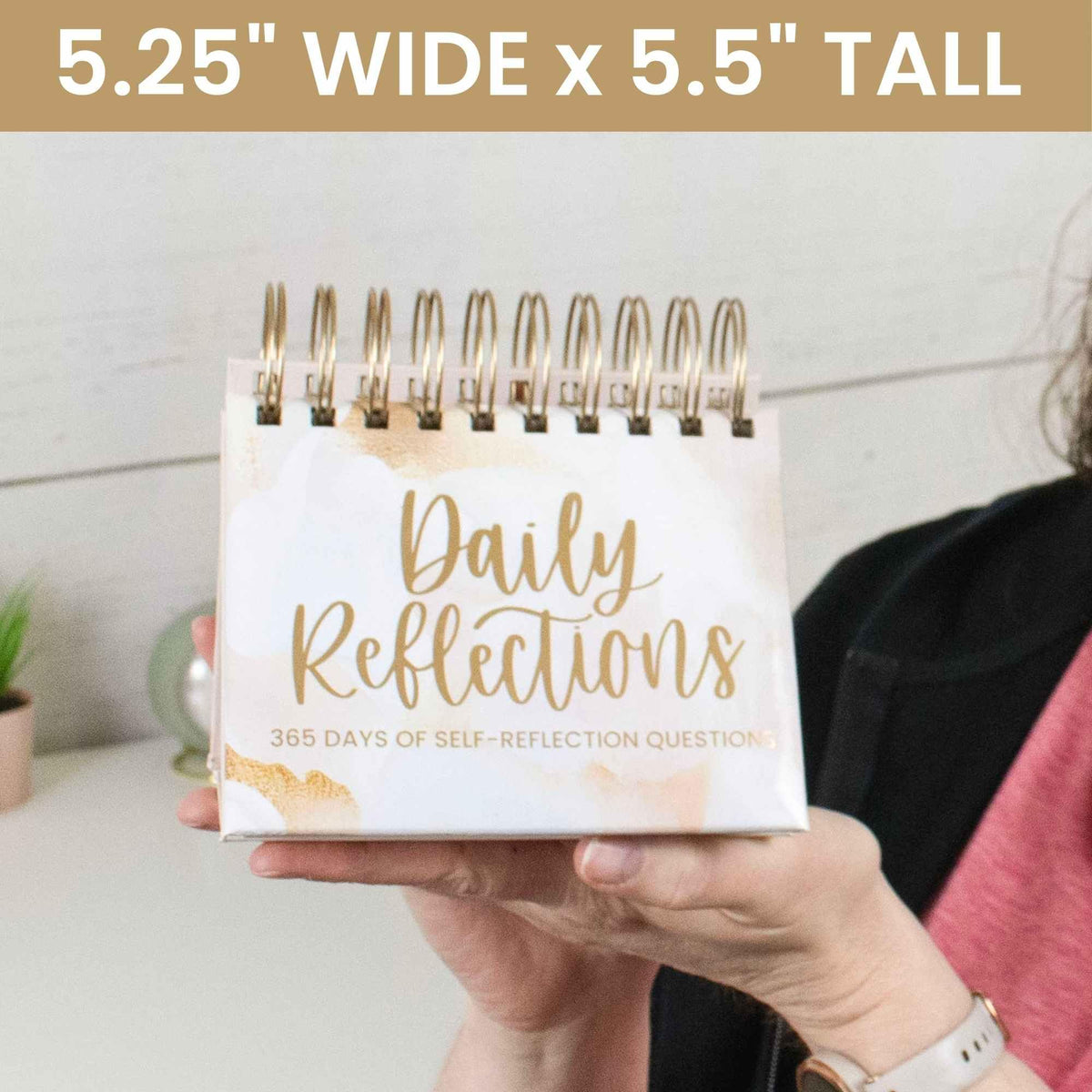 bloom daily planners Undated Perpetual Desk Easel - Motivational Inspirational Standing Flip Calendar - Page a Day (5.25" x 5.5") - Daily Mindfulness Reflection Questions