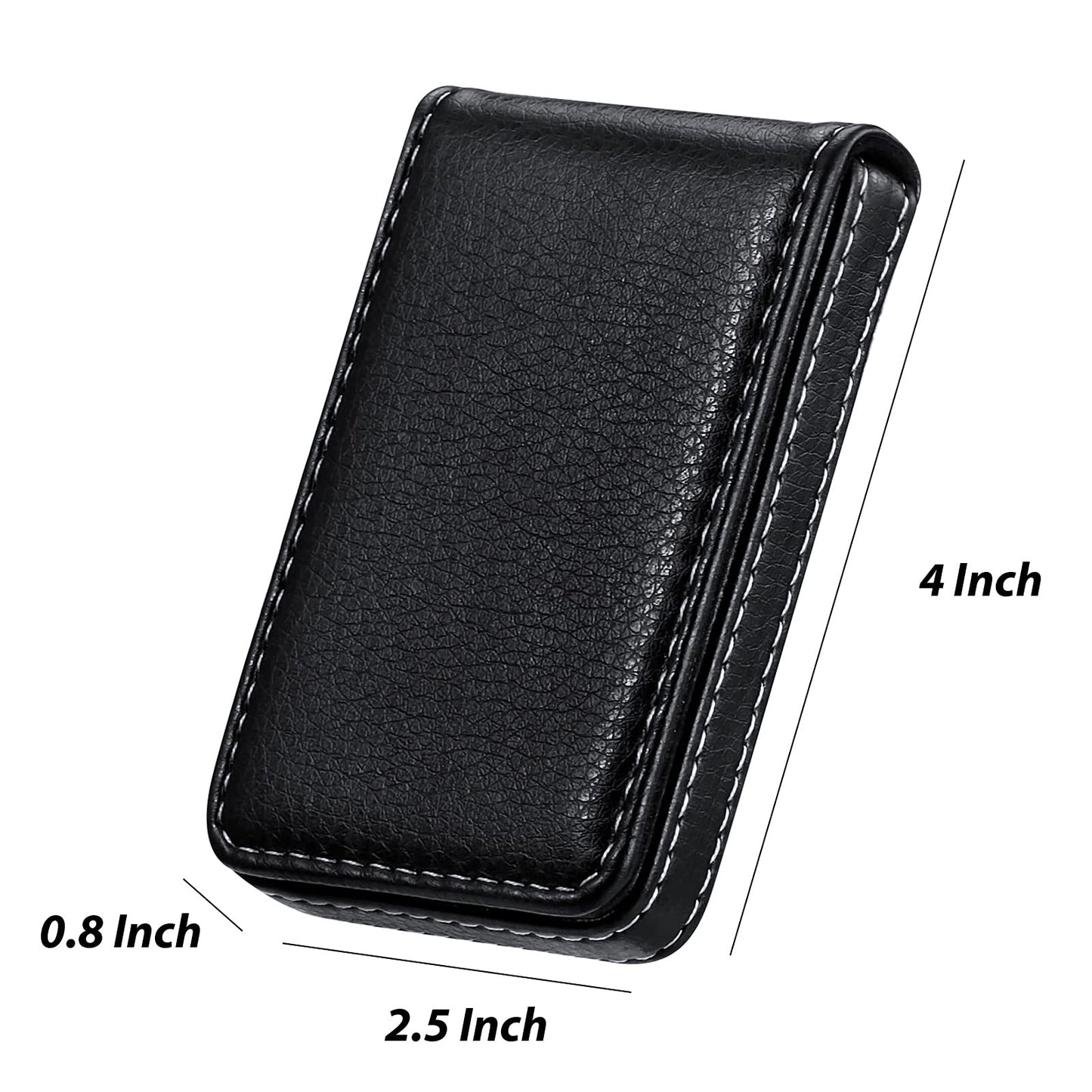Outus 4 Pieces Business Card Holder, Gift for Husband Him Men PU Leather Business Card Case Pocket Wallet with Magnetic Shut for Valentine's Day Gift(Black, Coffee, Gray, Navy)
