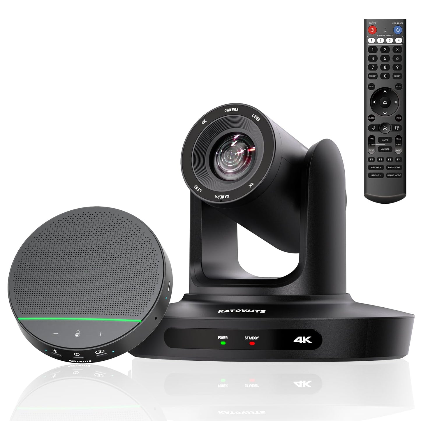 KATOVJJTS All-in-One Conference Room PTZ Camera 4K UHD System, Video Conference Camera with 10X Optical Zoom and Bluetooth Speakerphone&Microphones, Easy Setup for Church and Meeting