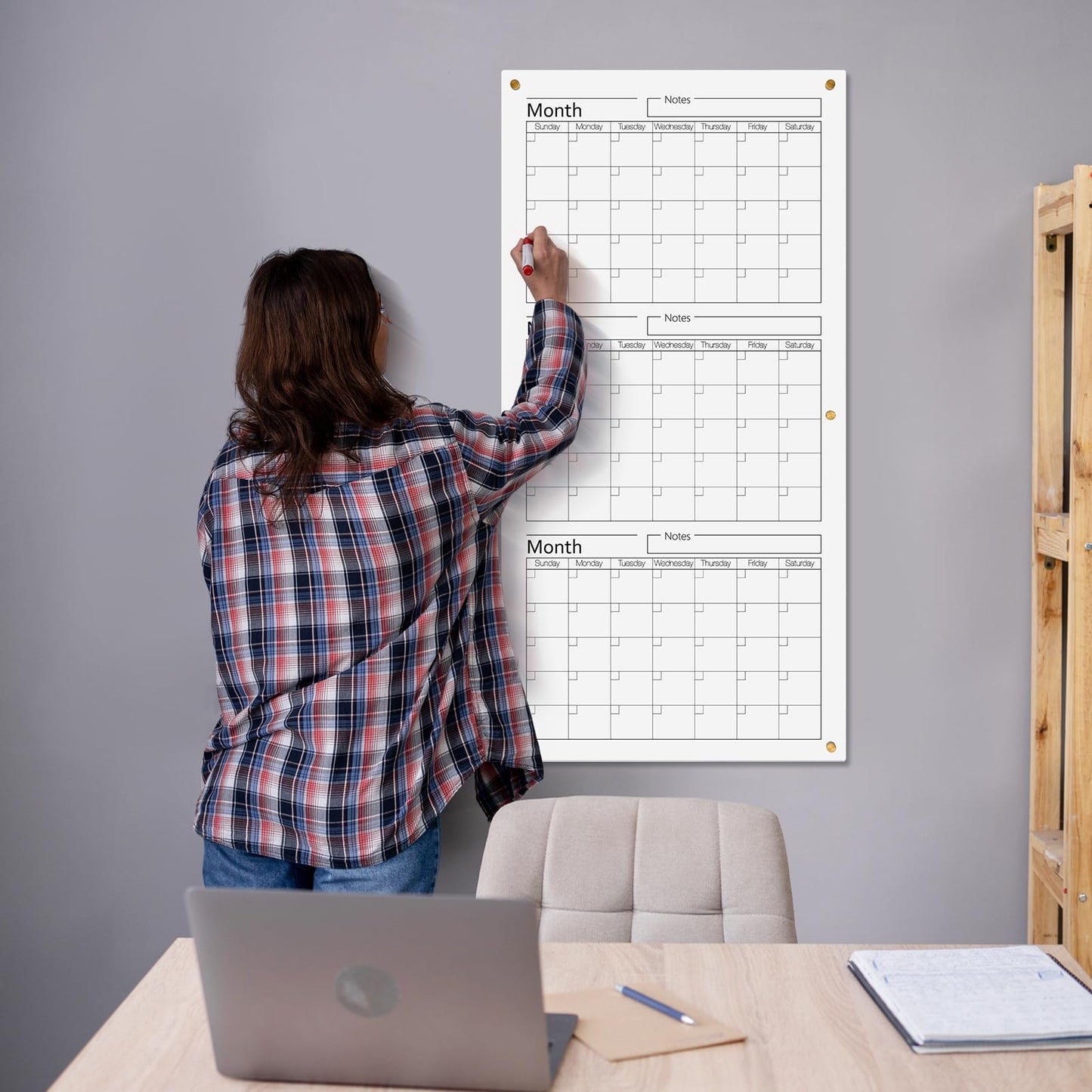 AmazingSpark Acrylic Whiteboard Calendar 3 Months Dry Erase Wall Calendar Board 36" x 18" Large Reusable Vertical Planner for Home School Office Bedroom Classroom Organization