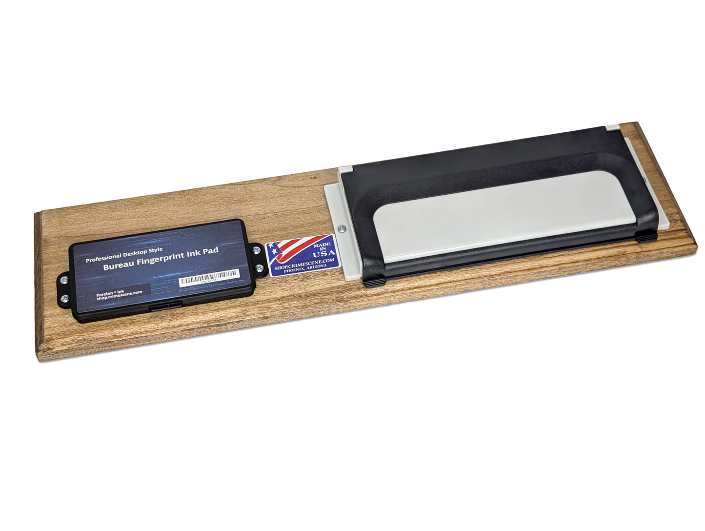 Crime Scene Complete FD-258 Fingerprinting Set - 100 FD-258 Cards - Card Holder - Mounted to a Wooden Base, XL Ink Pad