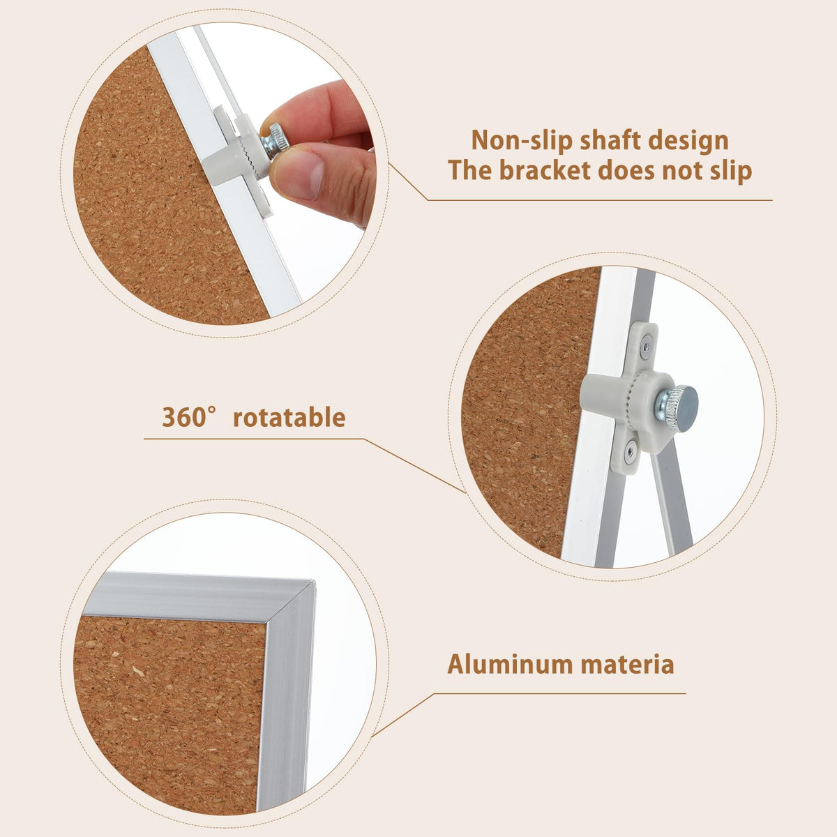 2 Pack Cork Board Bulletin Board, Double Sided Pin Board with Silver Aluminum Border, Desktop Small Cork Board with Stand Suitable for Home, Office, Desk Message Board or Picture Board 9.8"×9.8"