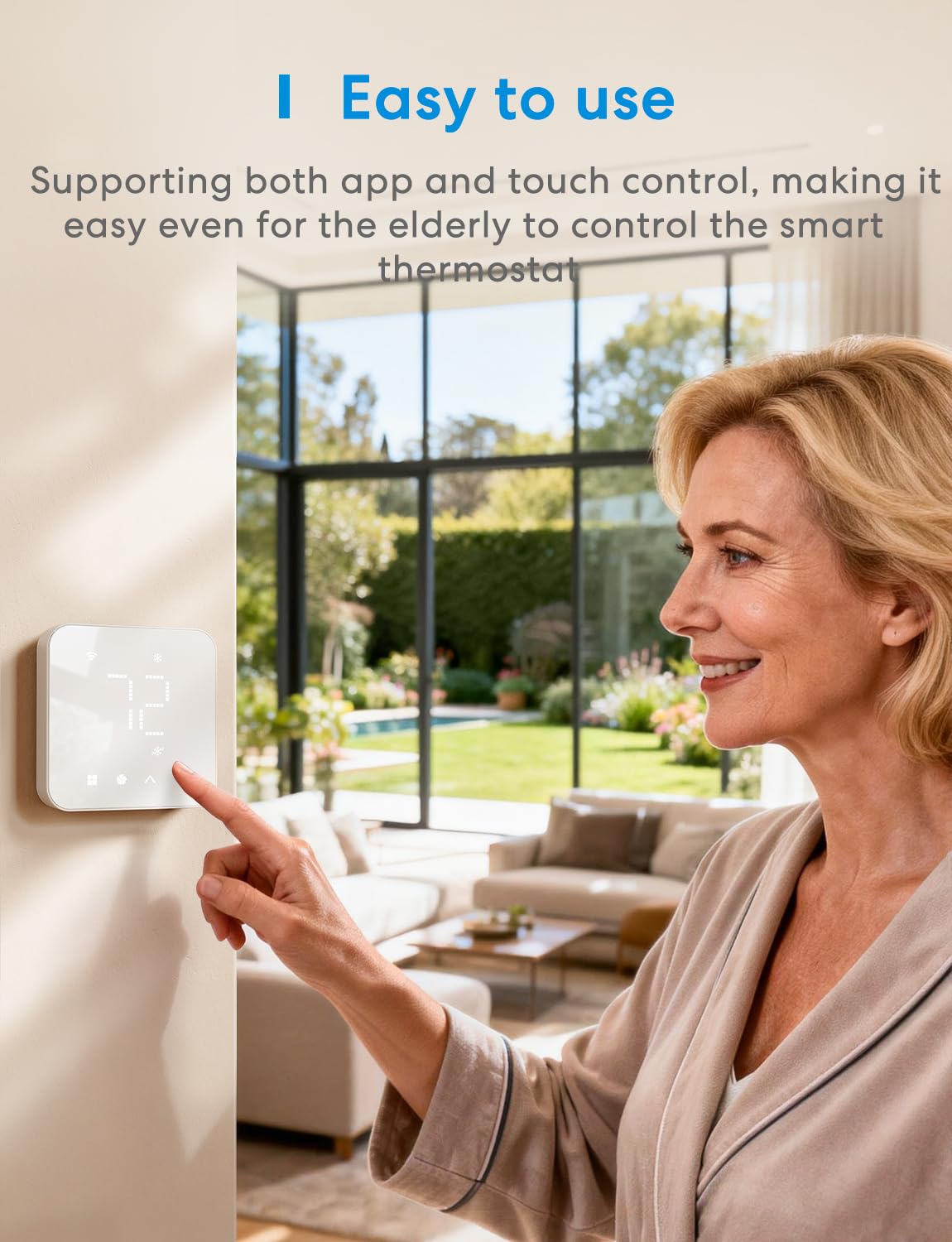 meross Smart Thermostat for Home, WiFi Thermostat Works with Matter, Alexa, Apple Home, Google Assistant, App & Voice Control, 7x24h Scheduling, Energy Saving, C-Wire Required