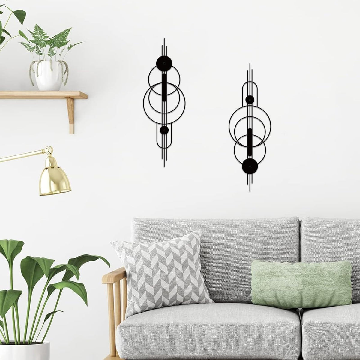 ruelen 2 Pcs Small Metal Abstract Wall Art, Modern Minimalist Wall Decor Single Line Art Metal Vertical Wall Decor Geometric Wall Hanging Sculptures for Home Bedroom Living Room, 15.7 x 5.1 Inch