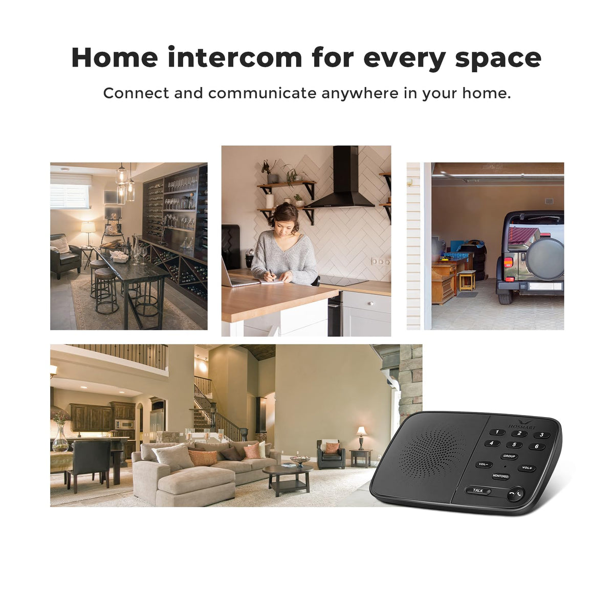 Hosmart Intercoms Wireless for Home UltraSpeak Pro, 2025 Full Duplex Wireless Intercom System for Business, Room to Room Intercom Two Way Real-time Intercom with 1200 Feet Range (6 Stations)