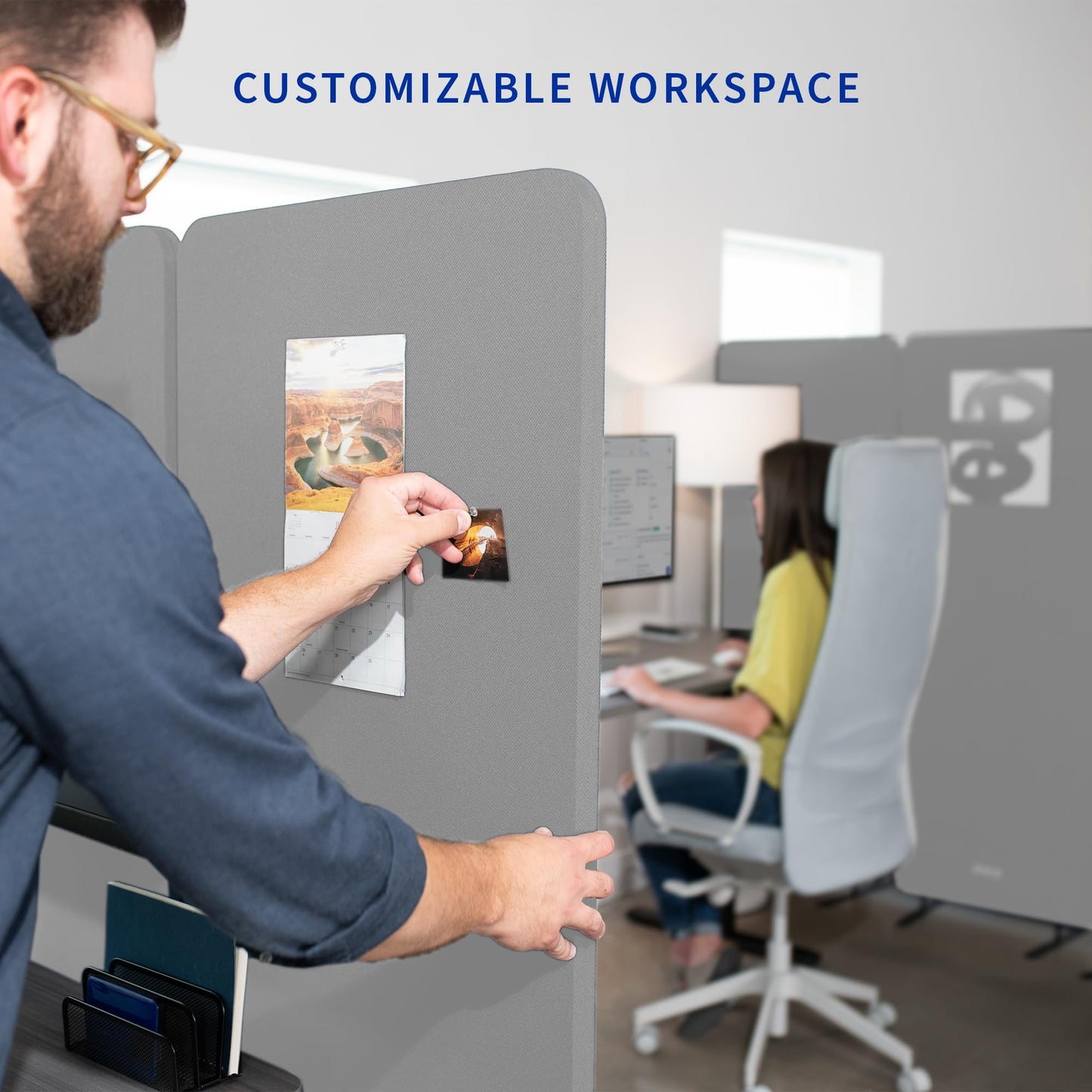 VIVO Freestanding 72 x 66 inch Privacy Panel, Mobile Cubicle Divider, x3 24 inch Wall Partitions, Gray, PP-3-T072G-M