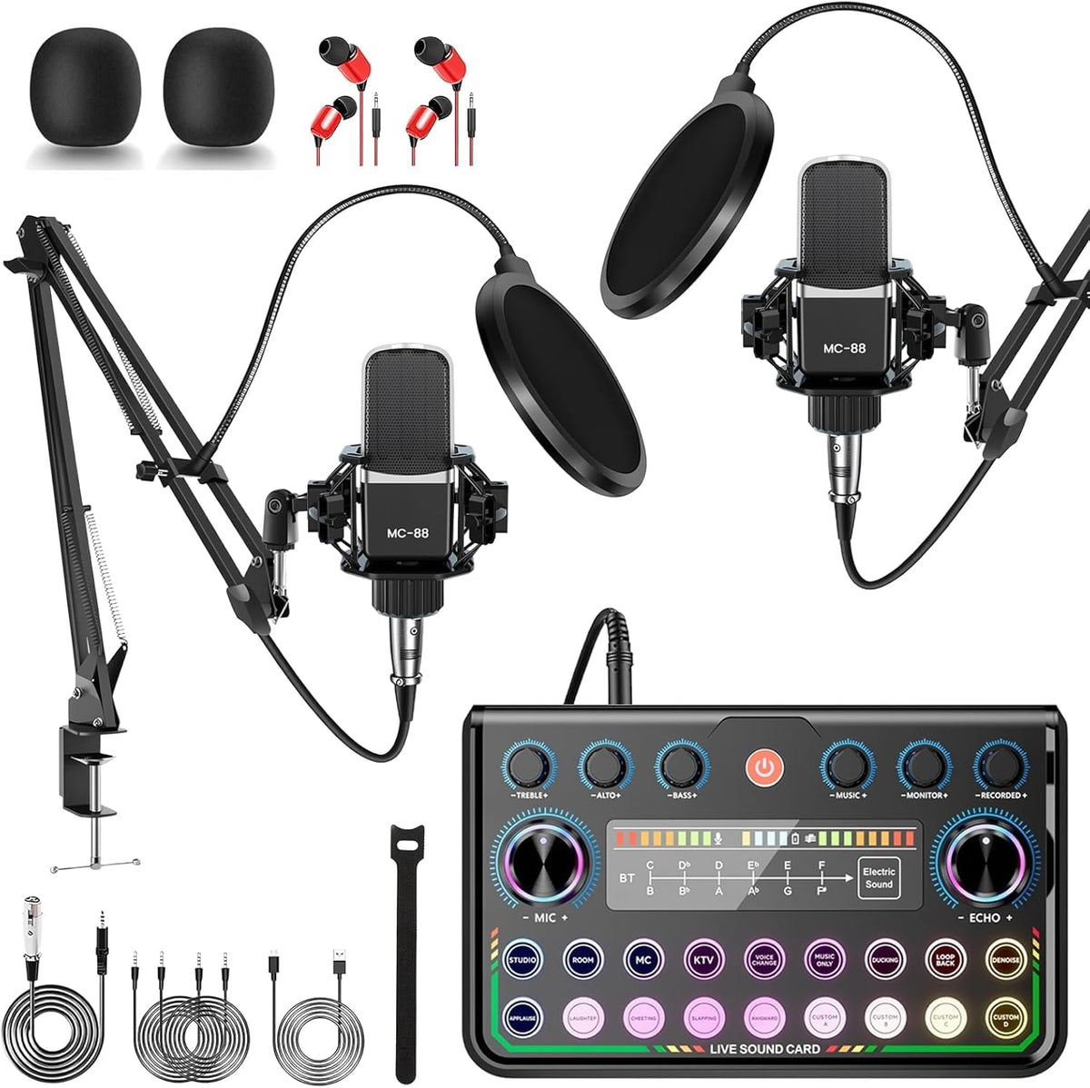 ALSO GO Upgraded Podcast Microphone Bundle, Podcast Equipment Bundle for 2, Recording Studio Equipment for Podcasting, Recording, Singing, Streaming, Gaming