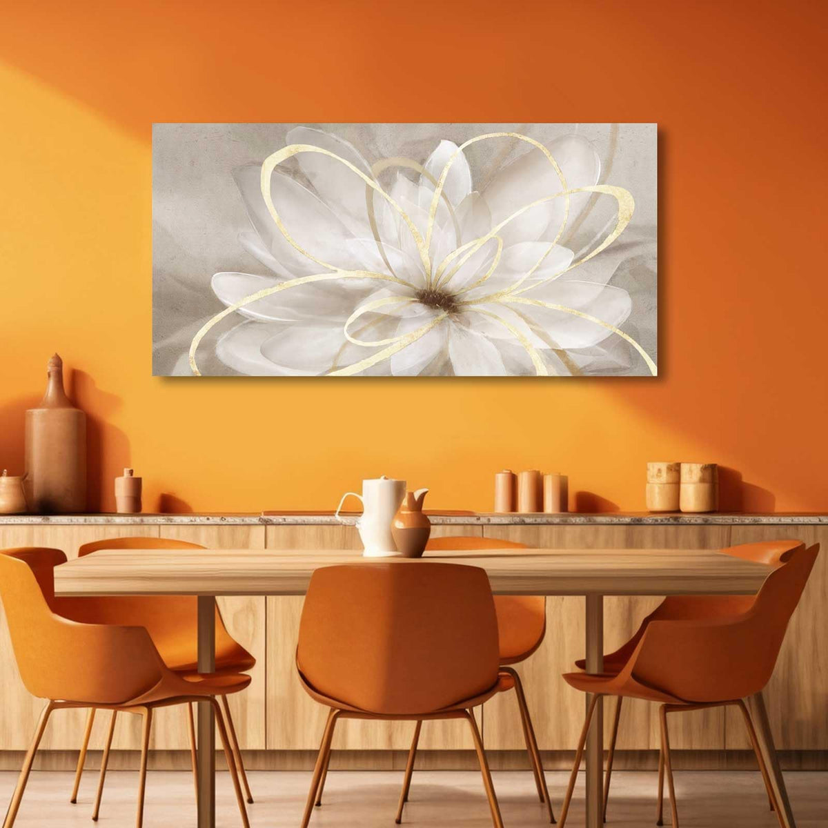 Kureful Canvas Wall Art for Bedroom/Gold Flowers Canvas Pictures/Modern Home Decorations for Living Room Kitchen Office 20x40 Inch