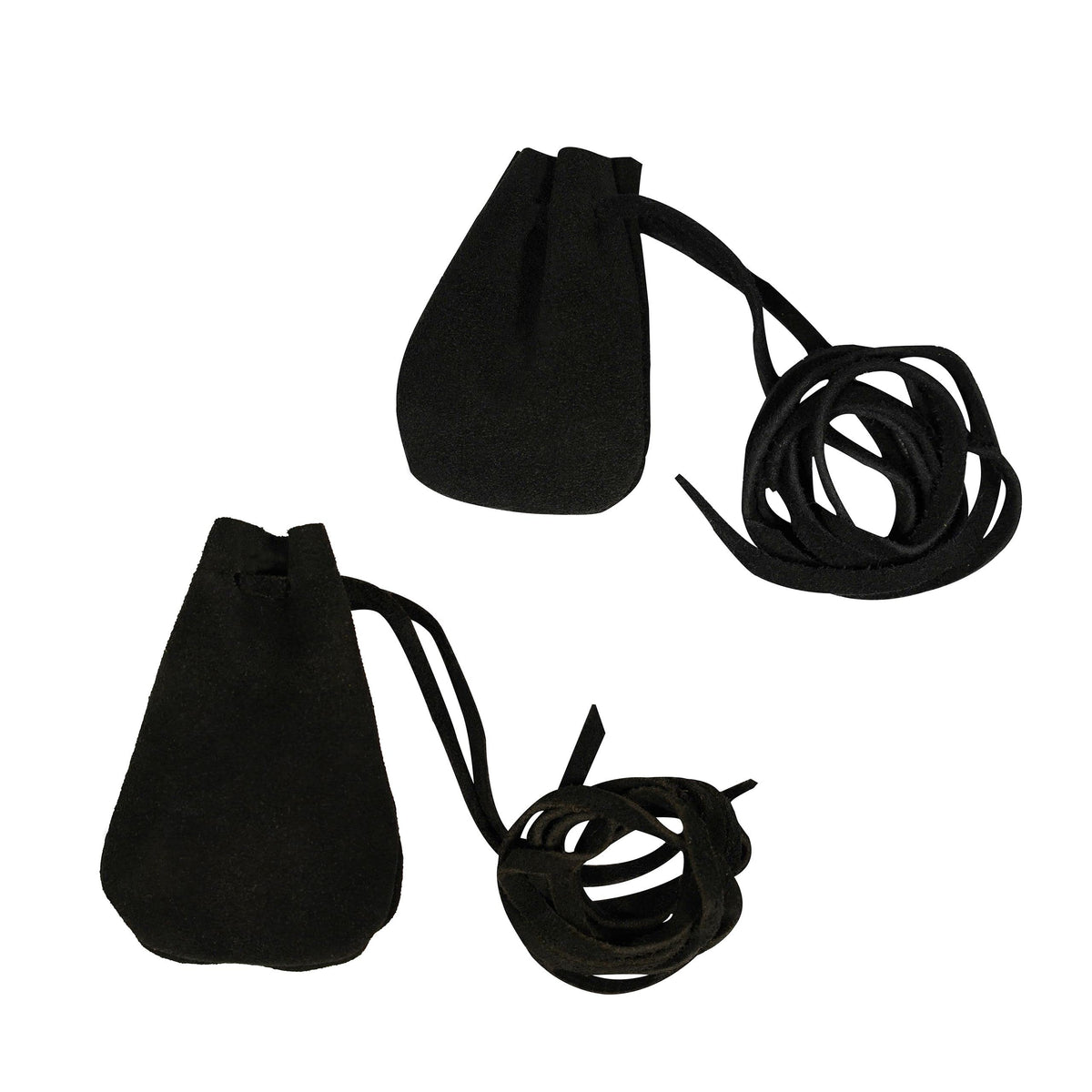 Mythrojan Small Trinket Pouches Set of 2, Suede Leather Drawstring Coin & Dice Bags for LARP, SCA, Viking & Medieval Events Color : Black