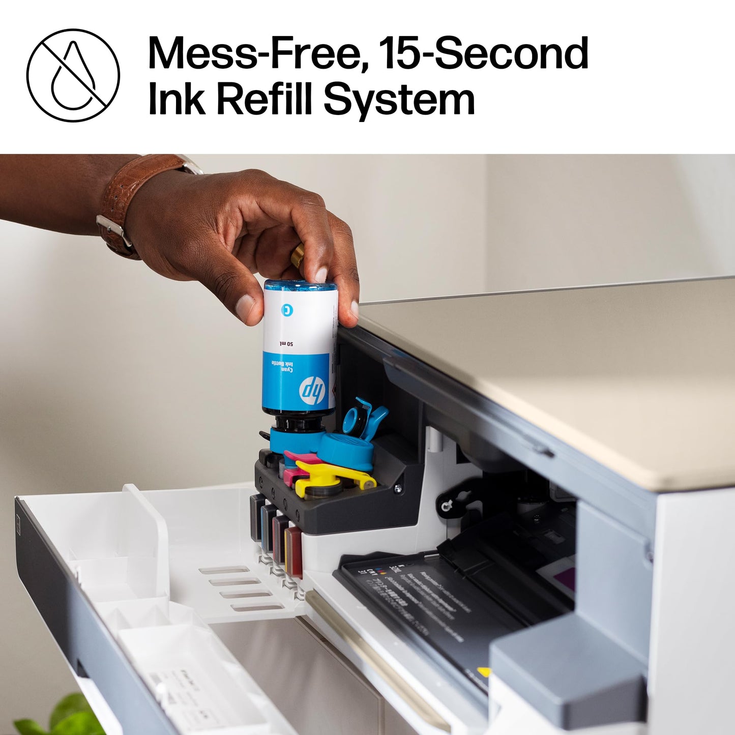 HP Smart Tank 5000 Wireless All-in-One Ink Tank Printer, Scanner, Copier with 2 Years of Ink Included, Best-for-Home, Cartridge-Free, Refillable, AI-Enabled, an EcoTank Alternative (5D1B6A)