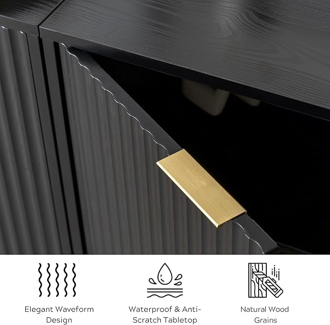EYYTHUNG Fluted Storage Cabinet Sideboard Buffet Cabinet, Modern Accent Cabinets