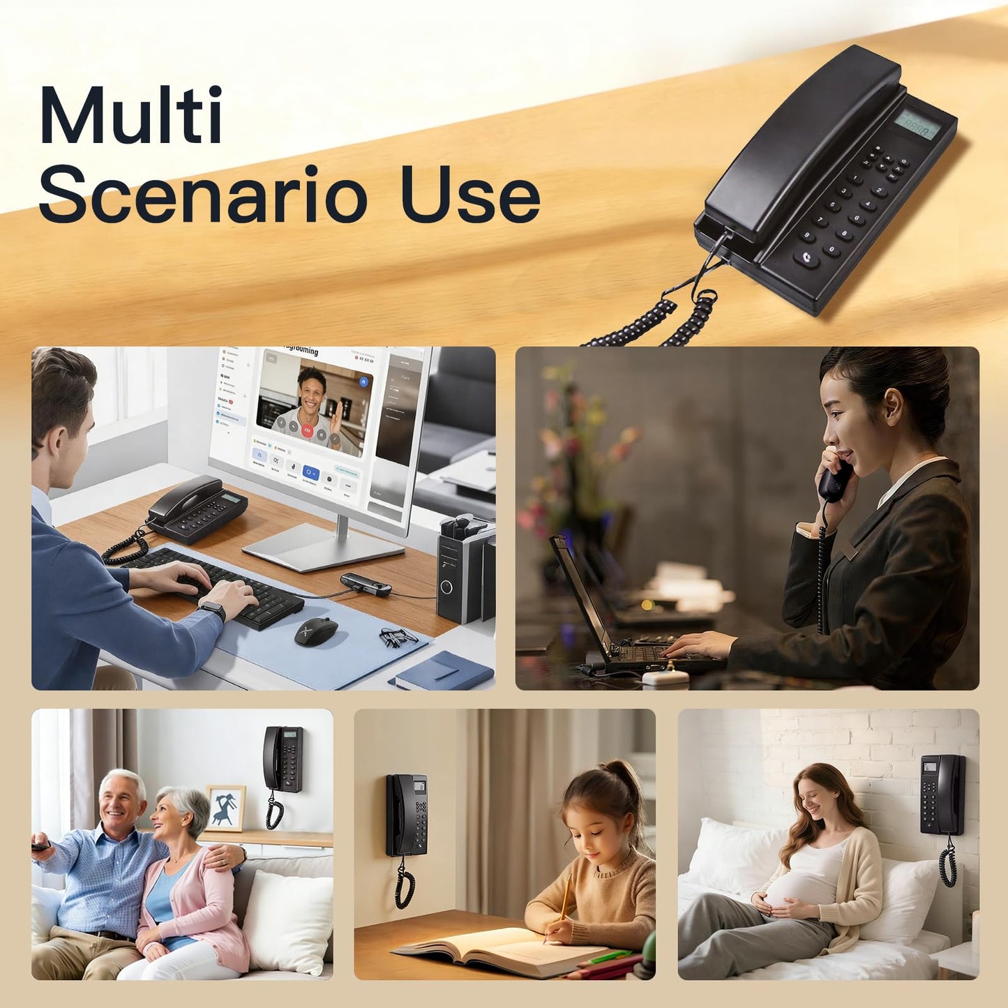 PANDAAR Intercoms Wireless for Home, Hands-Free Home Intercom Systems, 3280ft Long Range Wireless Intercom System for Business Office House Cordless Phones Intercoms (2 Pack,Black)