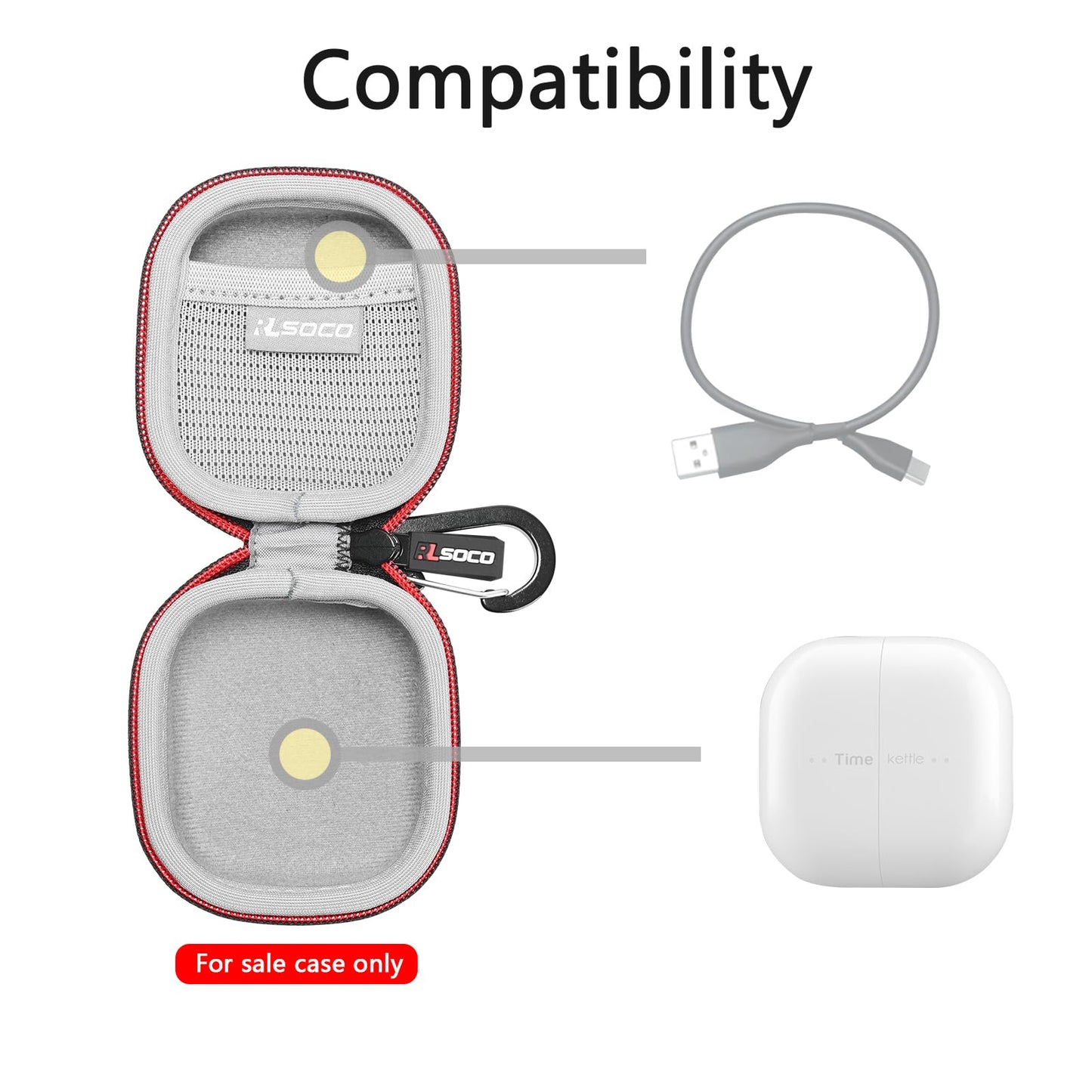RLSOCO Hard Case for Timekettle M3 Language Translator Earbuds | Travel Organzier Case Cover Shockproof, Dustproof, Water-Resistant Storage Pouch with Sturdy Metal Hook (Case Only)