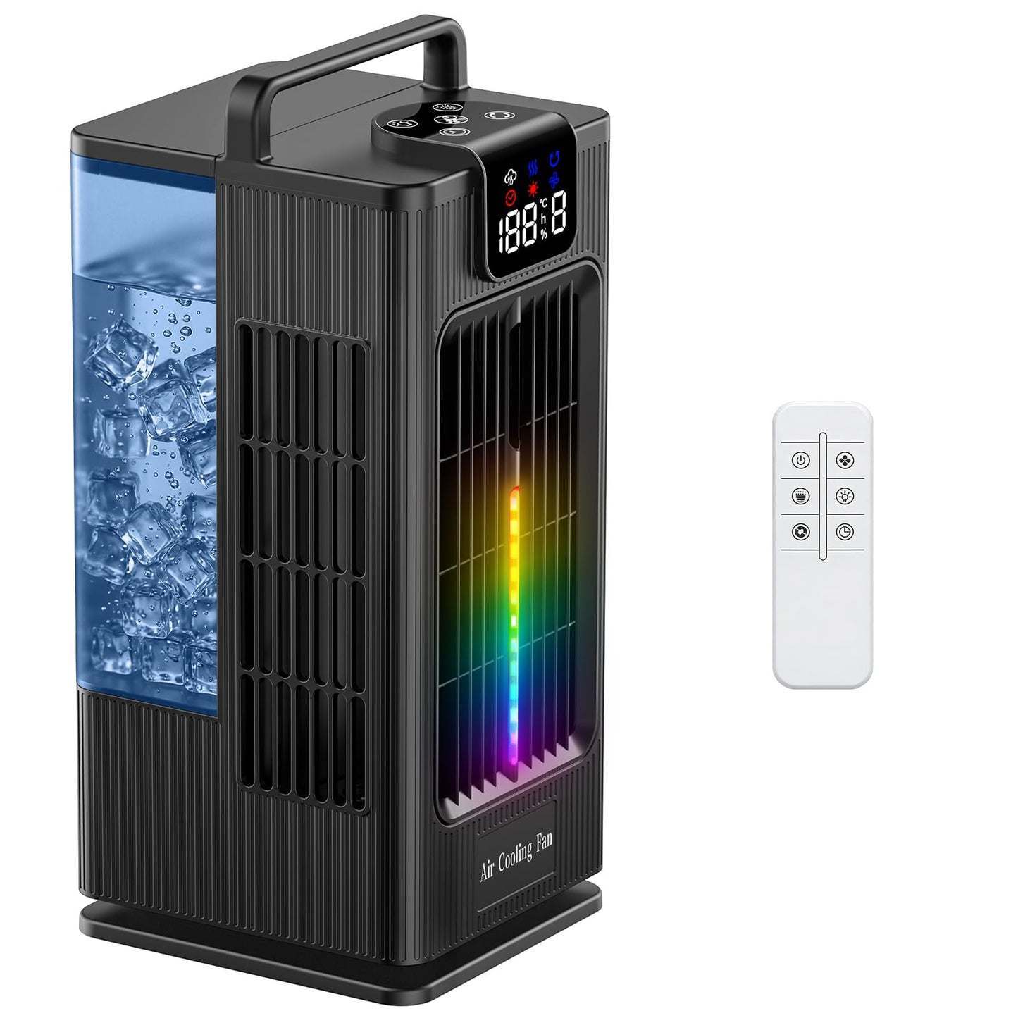 Mini Portable Air Conditioner Cooler: 2000ml Air Cooling Fan with 120°Oscillating - 3 Mist Modes & 4 Speeds, RGB Night Light, 1-8H Timer Remote Control - Portable Small AC for Bedroom, Room, Desk