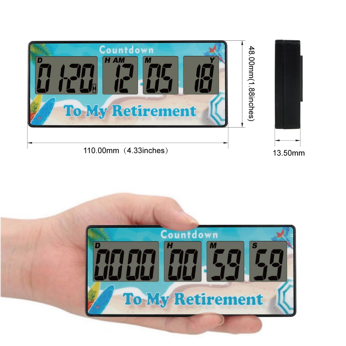 Yooreal Digital 9999 Days Countdown Days Timer Clock,Retirement Countdown Timer,Magnet Design,Loud Alarm,Tracks Wedding Vacation Working Cooking Baby Birth (Blue)