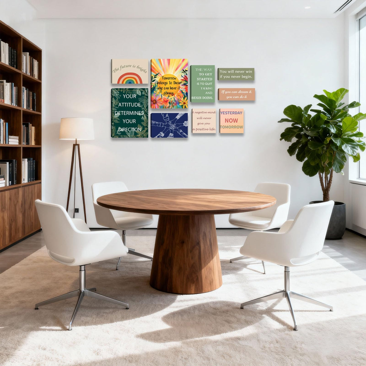 Halioyo Motivational Office Wall Art Set of 9, Women Inspirational Canvas Prints for Workplace, Positive Affirmations Wall Decor for Lobby Reception Study Room, Ready to Hang