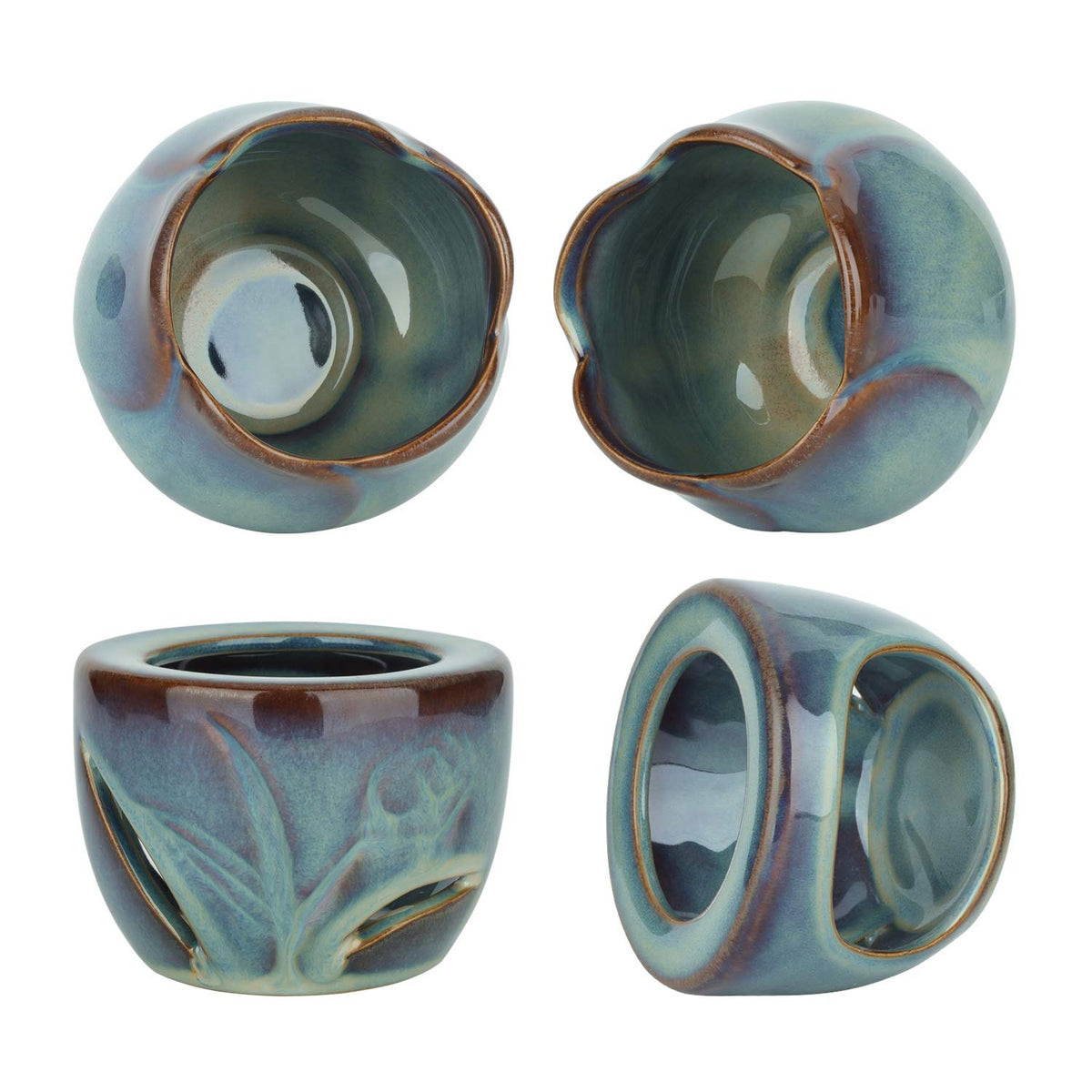 ComSaf Wax Melt Burners Essential Oil Burner Set of 2, Aromatherapy Aroma Burner Ceramic Oil Diffuser Candle Tealight Holder Home Bedroom Decor Christmas Housewarming Gift