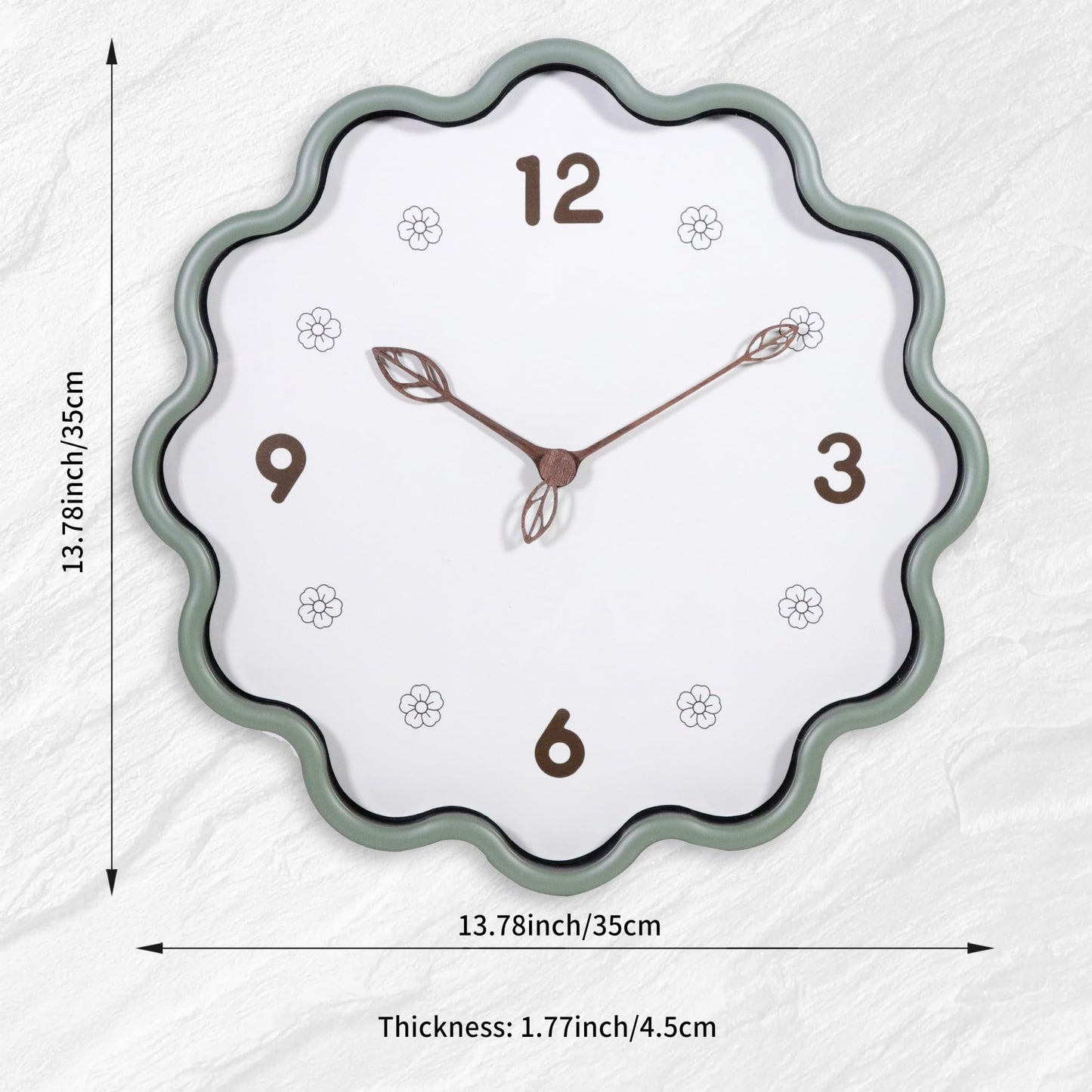 QIYAODECO Wall Clock, Modern Small Wall Clocks Battery Operated 14 Inch, Silent Non-Ticking Analog Classic for Office, Home, Living Room, Bathroom, Kitchen, Bedroom, School(Light Green)