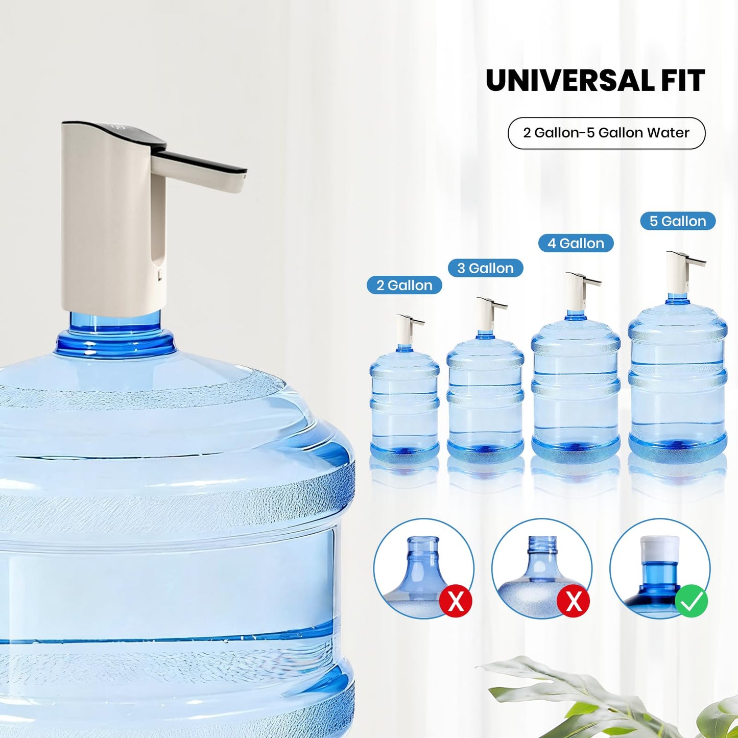 Water Dispenser for 5 Gallon Bottle with Digital Display,Portable USB Charging Electric Water Pump,3 Dispense Modes,Foldable Spout,with Two Water Pumps Dual Outlet,for Home, Kitchen, Camping, Office