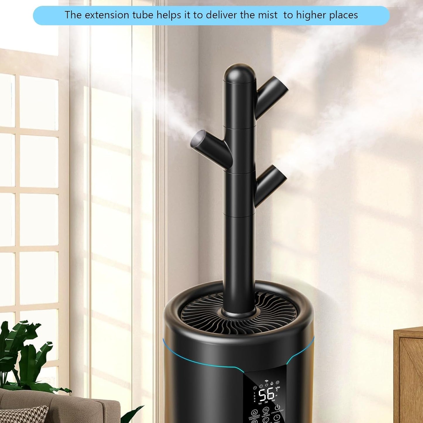 Hiswelle Large Humidifiers for Bedroom, 4.5 Gal Cool Mist Humidifier for Large Room Whole House with Remote Control, 800mL/h Output, 48H Runtime, Auto Humidistat, Wheels, Timer, Essential Oil Tray