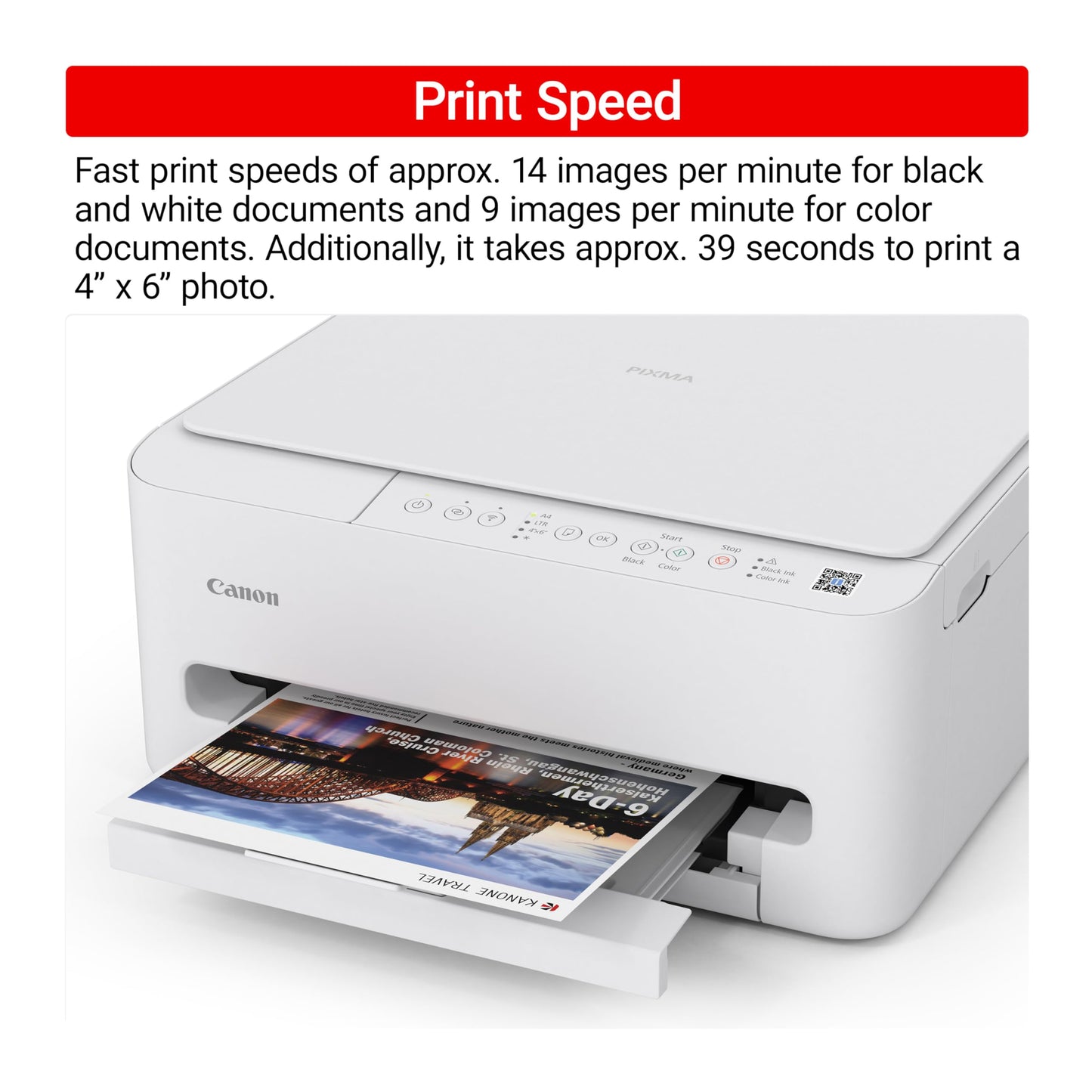 Canon PIXMA TS4320 Wireless Color Inkjet Printer for Duplex Printing, White – Home Printer with Copier/Scanner, Compact Design, Easy Setup, 1 Year Limited Warranty