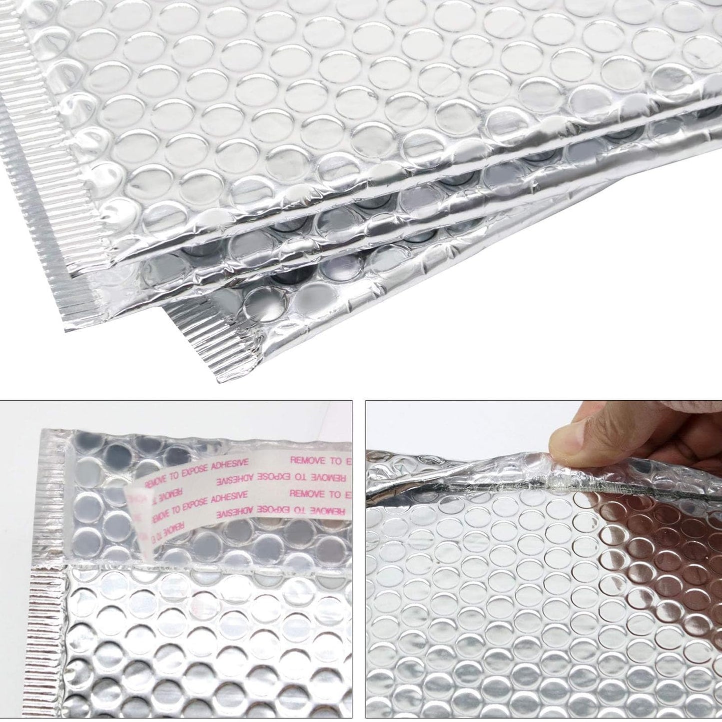 YUENPUN 50 Pack 7 x 9 Inch Metallic Bubble Mailers, Silver Padded Mailing Envelopes, Foil Self Seal Padded Envelopes for mailing, packing
