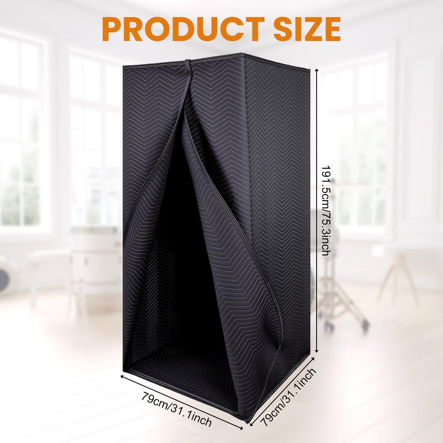 Portable Vocal Booth, 6.28 ft Height, Echo-Free Recording Booth Sound Booth, Foldable Home Recording Studio Vocal Booth with Carry Bag, for Voiceovers, Music, Game, Podcasts, Black