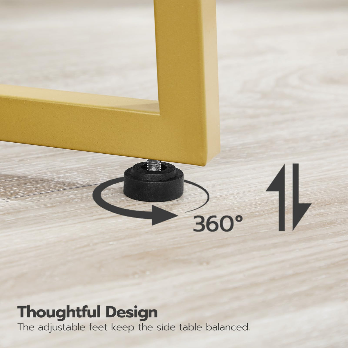 HOOBRO Side Table, Round End Accent Table with Sturdy Metal Pedestal, 15.7" Round Nightstand, for Living Room, Bedroom, Balcony, Office, Marble and Gold DM95BZ01