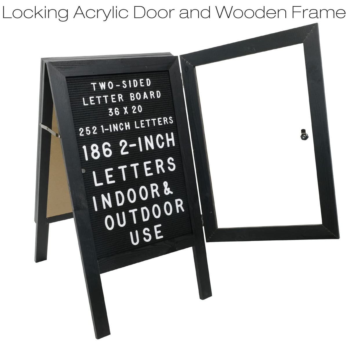 Large Wooden A-Frame Sidewalk Sign 36x20 Felt Letter Board w/Changeable Letters - EGP-HD-0084