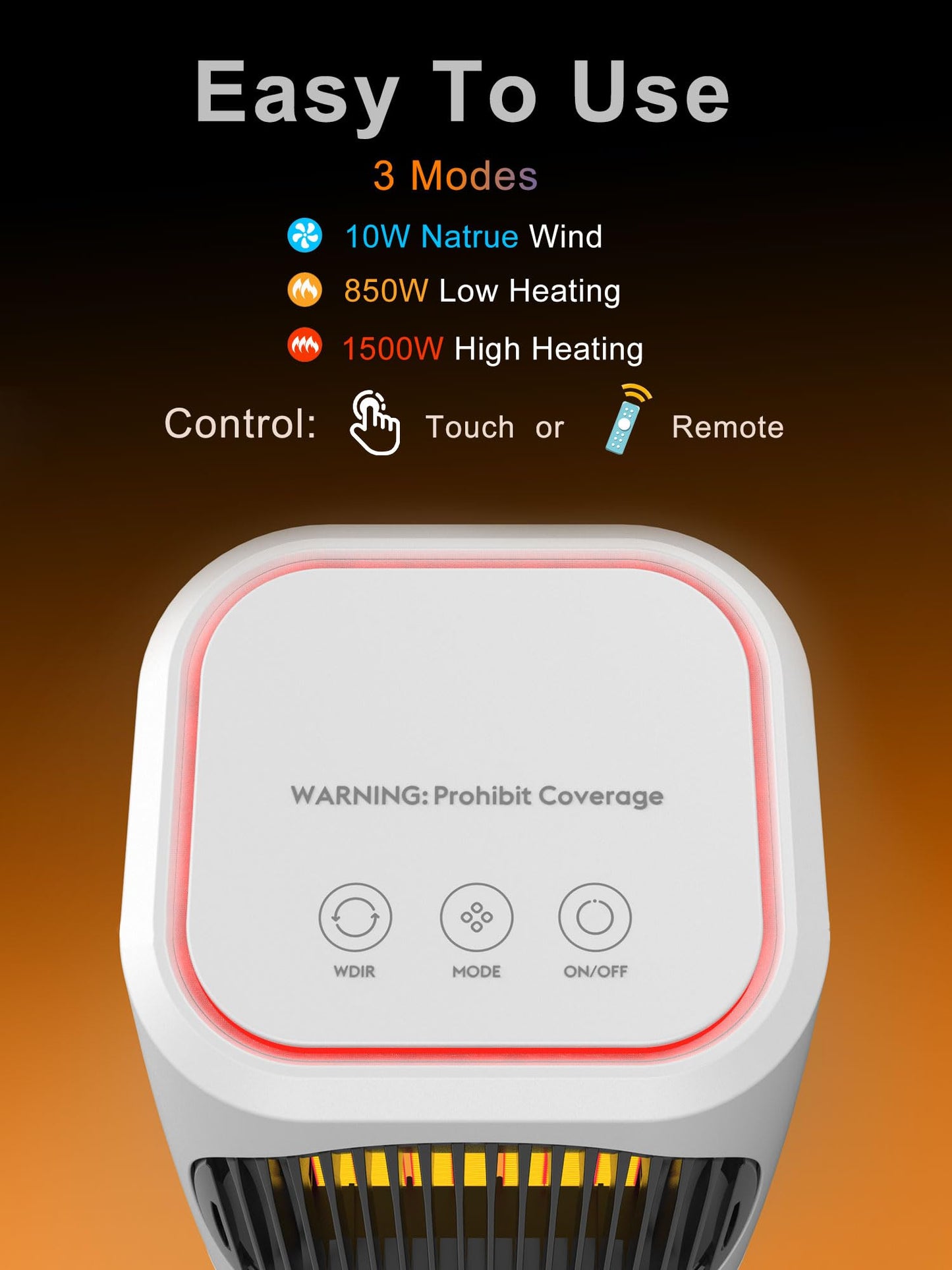 iFTY Small Space Heater for Indoor Use, Portable Electric Heaters with 3 Modes, 70° Oscillation, Remote Control, Overheating Protection, 1500W PTC Ceramic Fast Safety Heating For Bedroom Office Desk
