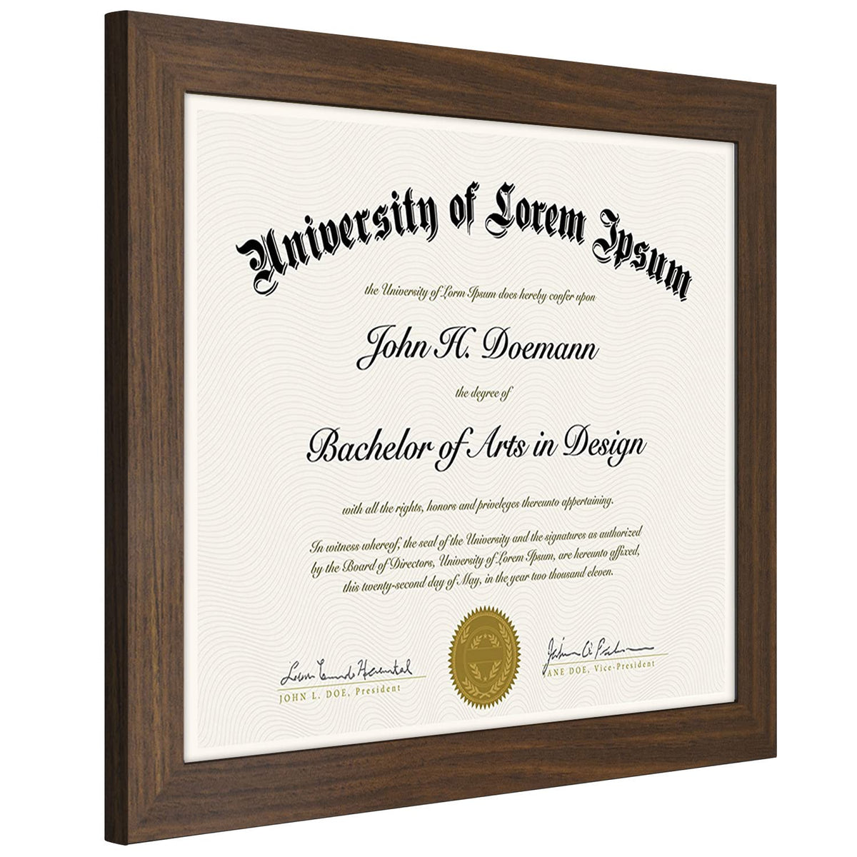 Americanflat 8.5x11 Diploma Frame with Shatter-Resistant Glass - Document Frames with Engineered Wood - Legacy Collection - Certificate Frame for Tabletop and Wall Display - Walnut