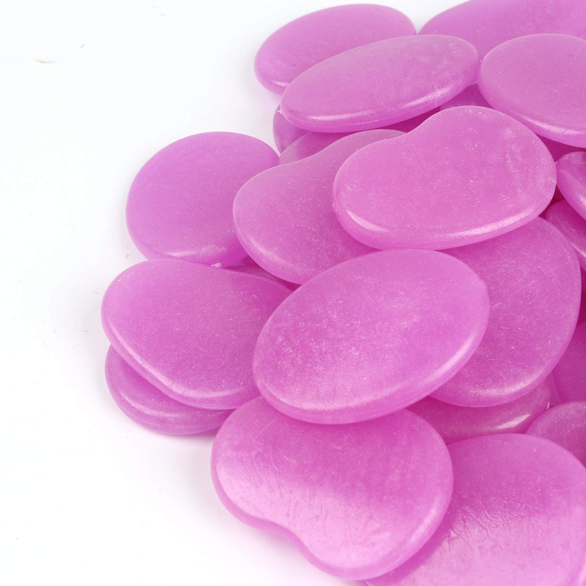 Shiny Stone Glow in the Dark Stones, Purple, Flake Shape, 44pcs, 315g