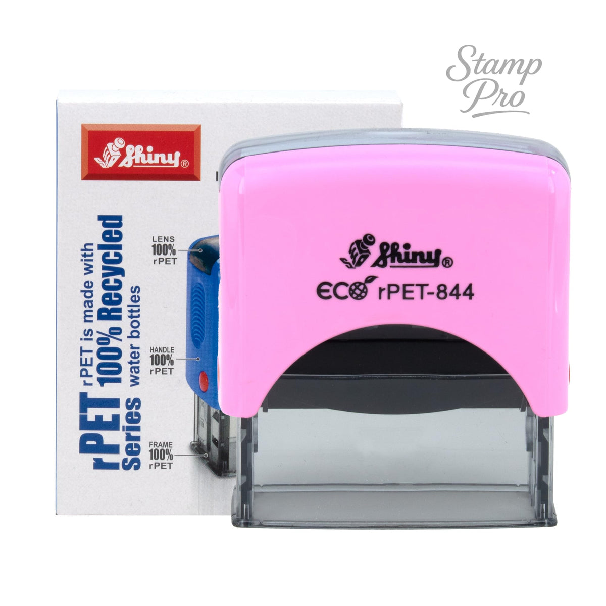 Stamp Pro Pink Self Inking 4 Line Custom Stamp – Personalized Name or Text Stamp for Home, School, Crafts & Business Use