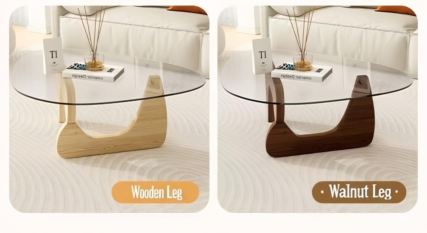 Modern Glass Coffee Table for Living Room, Small mid Century Coffee Table, Stylish Coffee Tables Suitable for Bedroom Living Room Reception Office Tables (Walnut, Small)