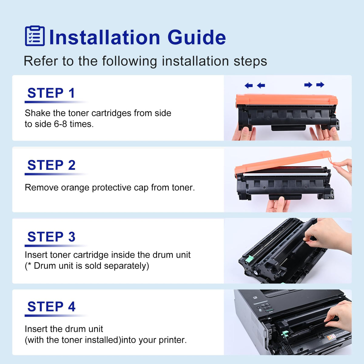 TN760 Toner Cartridge Compatible Replacement for Brother TN760 TN-760 TN730 TN-730 for MFC-L2690DW MFC-L2710DW MFC-L2750DW HL-L2370DW HL-L2395DW DCP-L2550DW HL-L2350DW Printer Toner Cartridges(4 Pack)