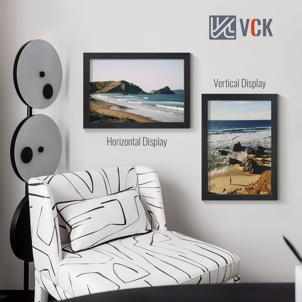 VCK 13x19 Picture Frames Black Set of 6, Wide Border Wood Poster Frame, Multi-Directional Display Family Photos, Office Prints, Studio/Gallery Artwork, Woodgrain Series, Wall Hanging