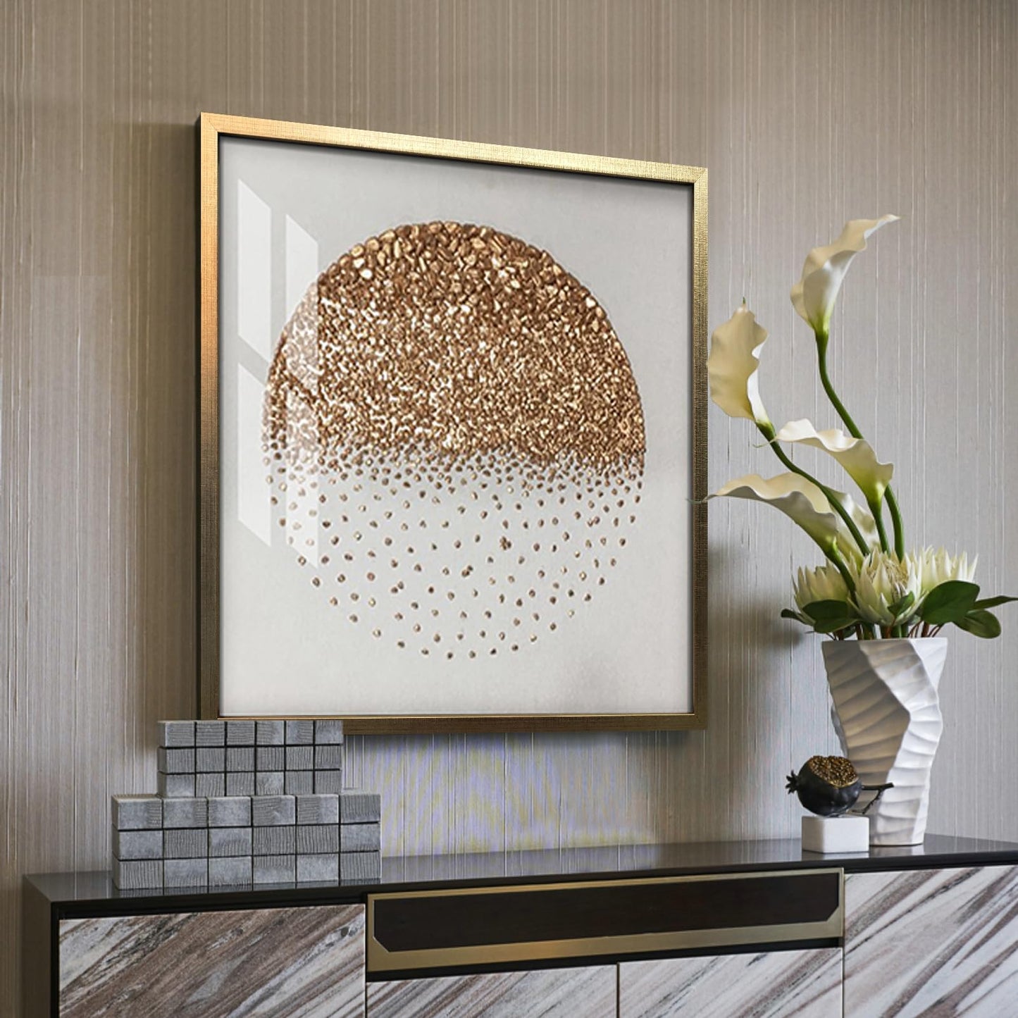 BABOBIU 24x24 Handmade Luxurious Gold Framed Wall Art Modern Abstract Wall Decor Perfect Living Room Wall Decor, Bedroom Wall Art, Office Wall Decor, Bathroom Art Wall Decor, Motivational Wall Decor