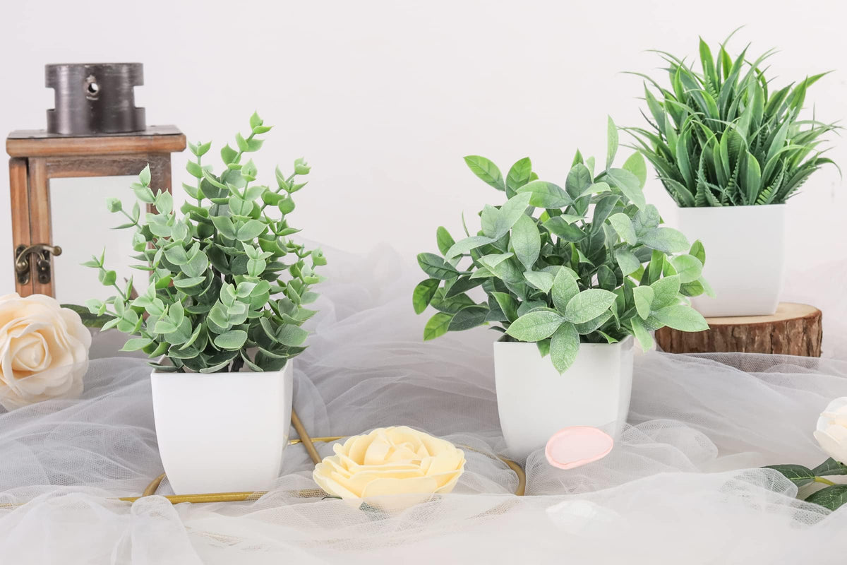 Der Rose 6 Pack Fake Plants Small Artificial Plants Faux Plants Indoor for Home Bathroom Bedroom Living Room Classroom Decor