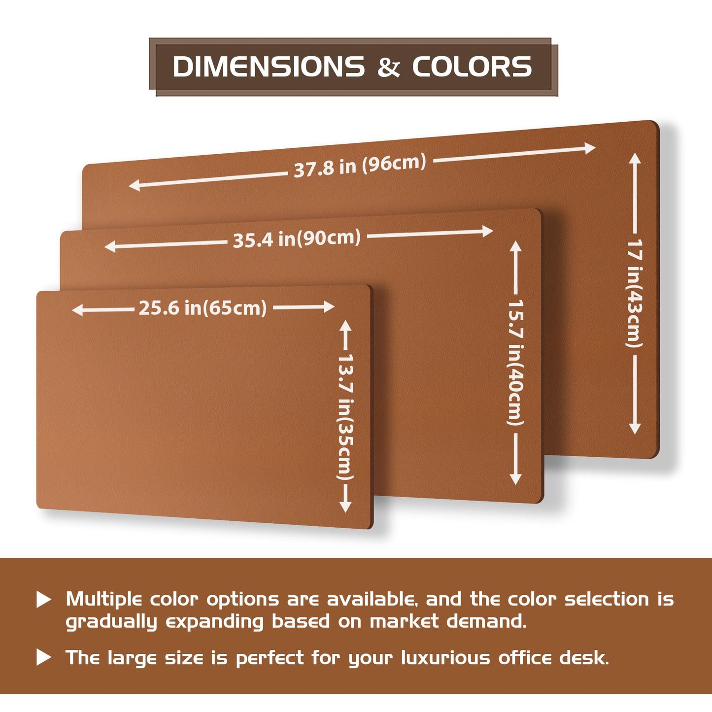 Aothia Double-Sided Desk Pad, Leather Desk Mat, Eco Cork Desk Pad Protector, Large Mouse Pad, Waterproof Desk Blotter Protector for Office/Home (25.6"x13.7", Brown)